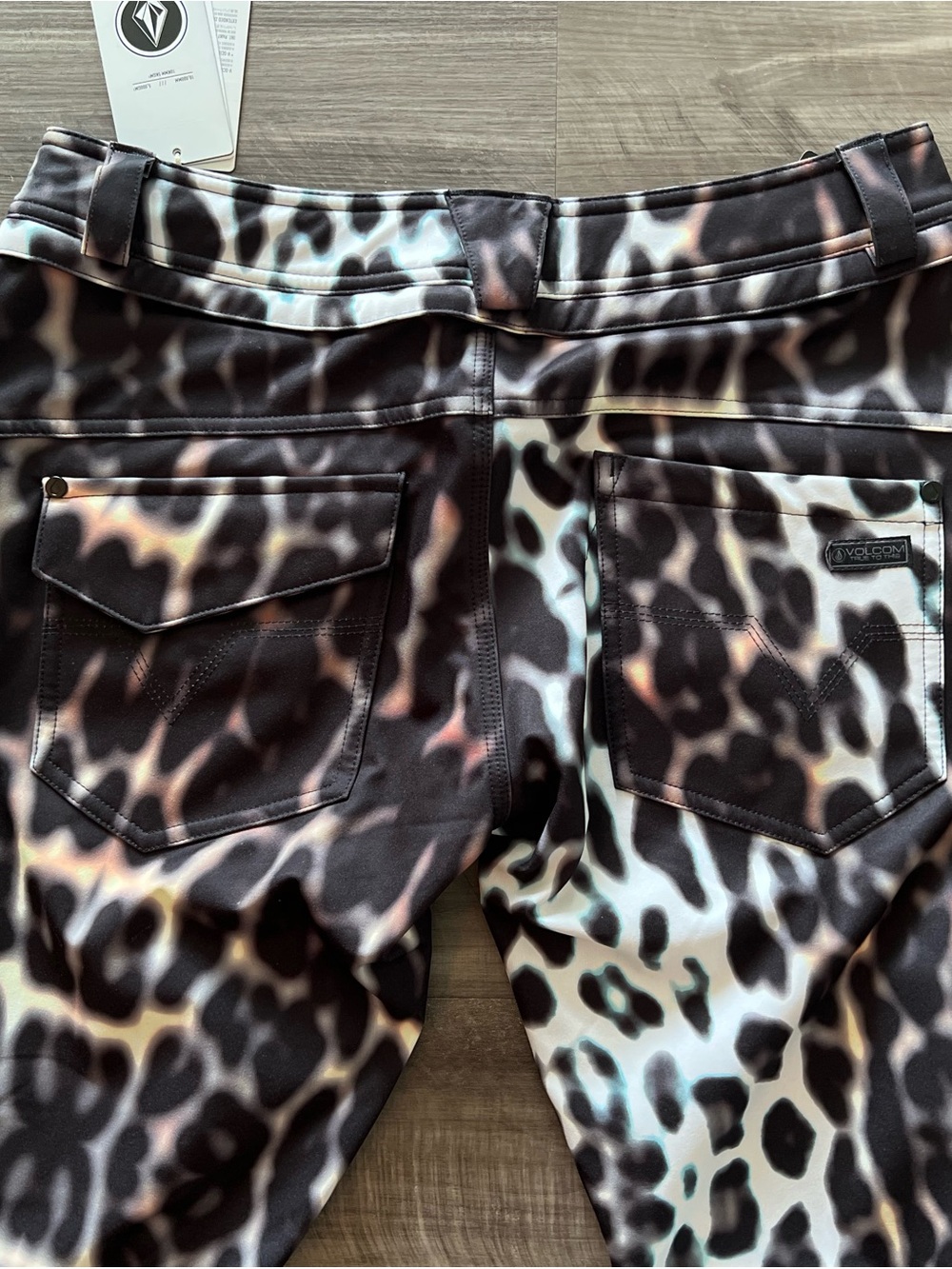 NWT Volcom Snowboarding or Ski Leopard Print Pants in Black, White and Brown